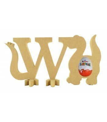 18mm Freestanding wooden Dinosaur Letters with Kinder Egg Holder Dinosaur - BT NEWS - 200mm Height